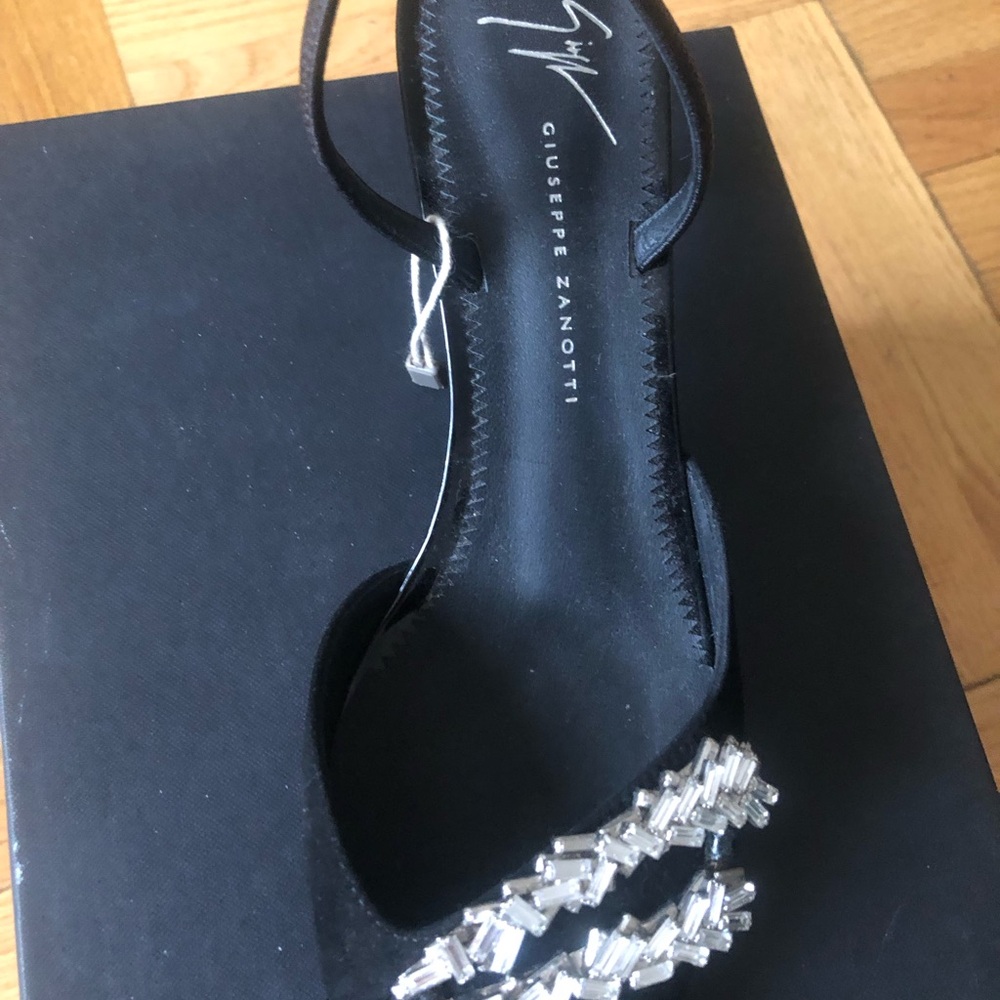 Giuseppe Zanotti Black Crystal-Embellished Slingback Heel